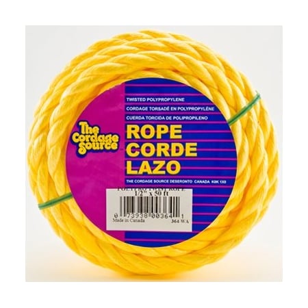 ROPE 1/2X50 TWISTED YELLOW POLY